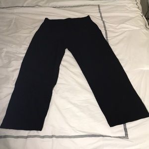 Eileen Fisher Black Washable Crepe Straight-Leg Pants Sz S 40" Length